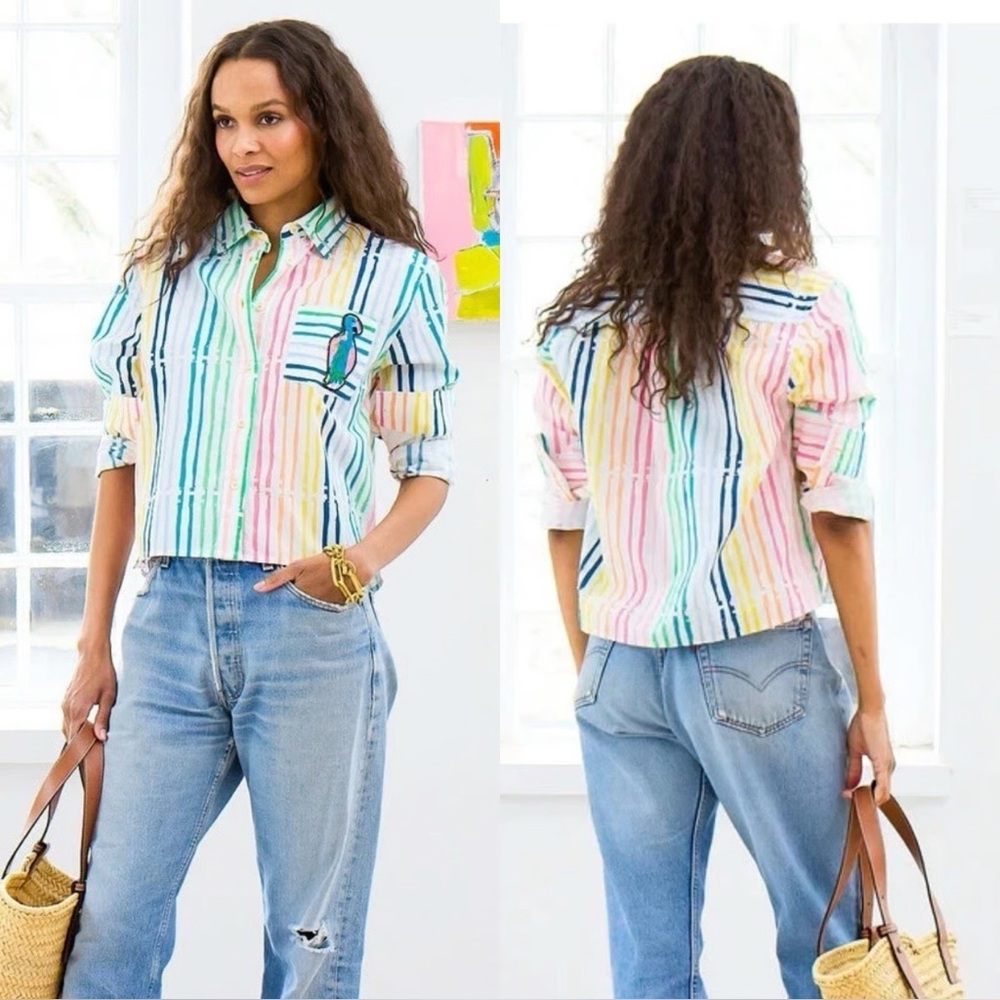 KERRI ROSENTHAL joey beach stripes shirt in multi